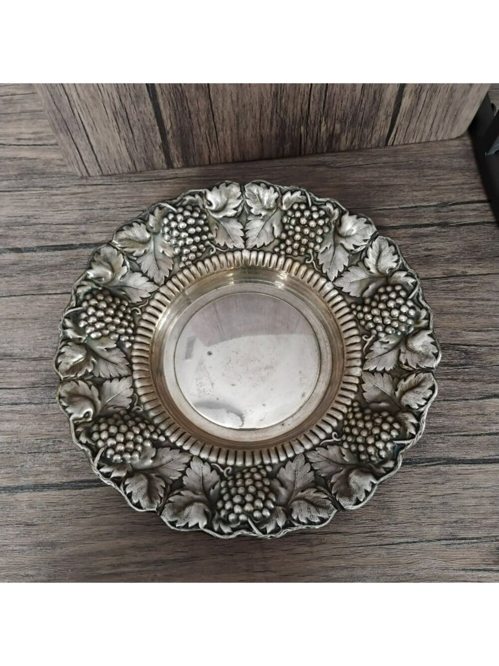 Vintage William Adams Silver-Plated Repousse Serving Bowl 11" Dish Spain Grape